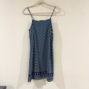 Anthropologie Maeve Slip Mini Dress Women’s size S Geometric Blue Green Pattern
